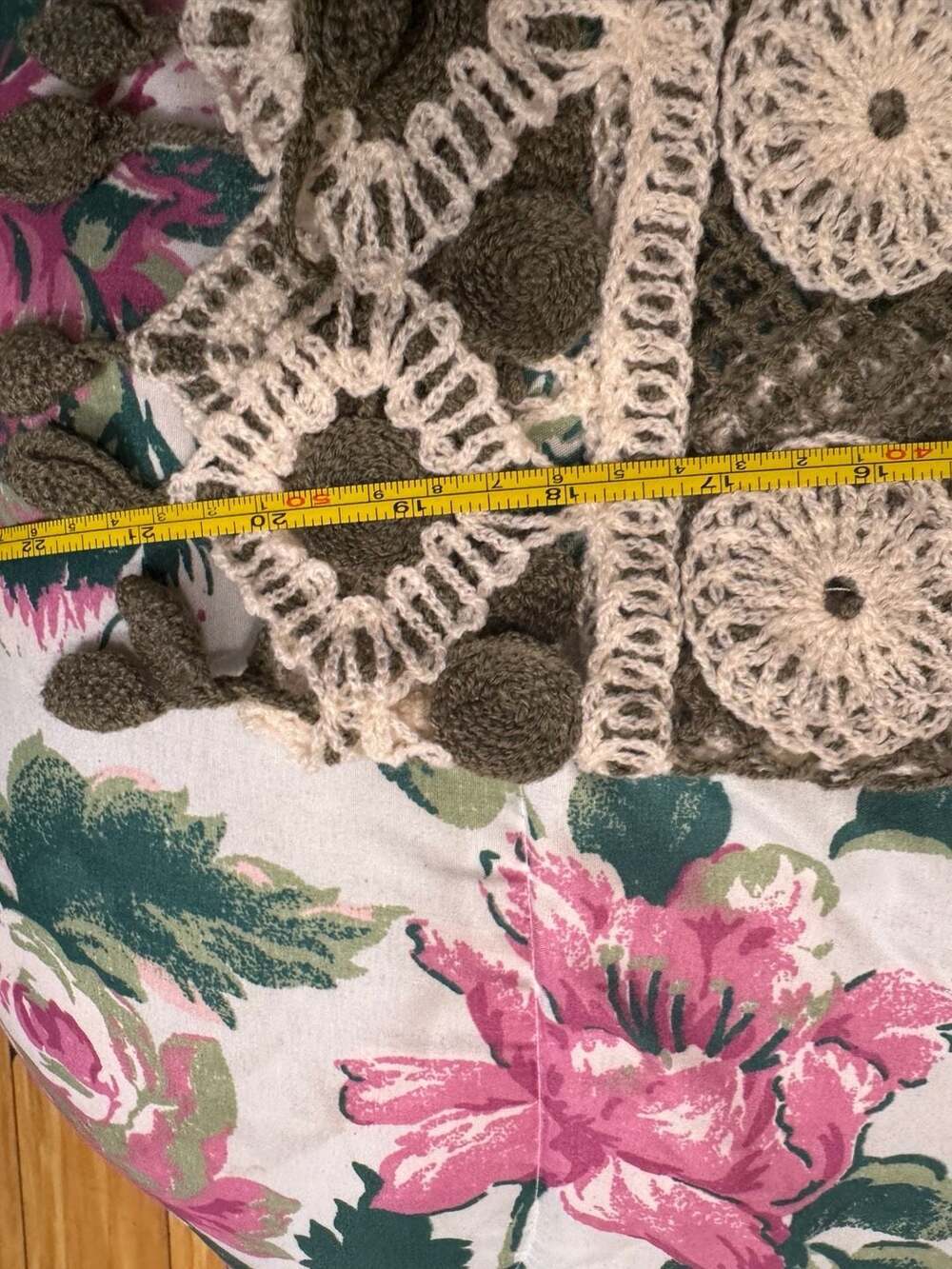 Daytrip Olive Green & Cream Crochet Fringe Tank Top Size S - Picture 5 of 5